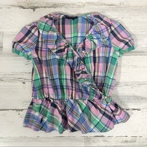 Ralph Lauren Plaid Wrap Top